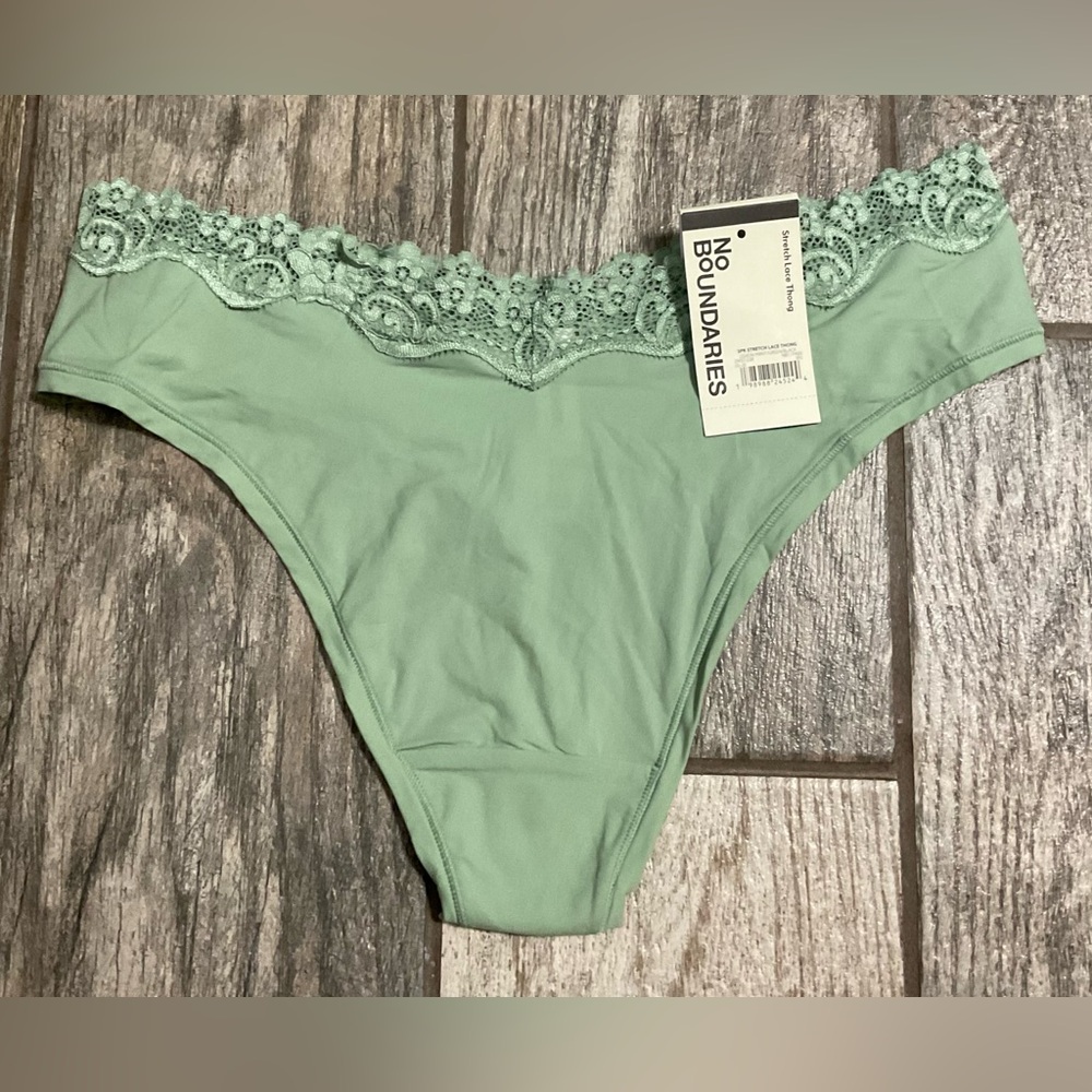 New Nobo, No Boundaries lace trim thong panties You pick Size Sage Green